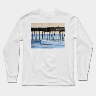 Riding a wave Watercolor Painting Long Sleeve T-Shirt